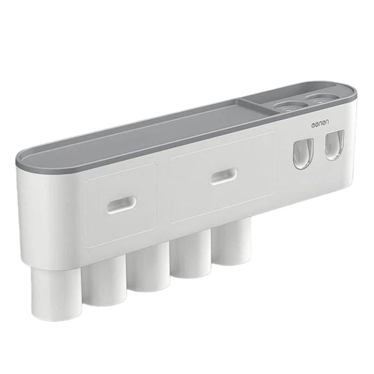 Mengni - Porta spazzolino da bagno con doppio dispenser di dentifricio e bicchiere per collutorio, 2 Cups, 3 Cups, 4 Cups, 5 Cups