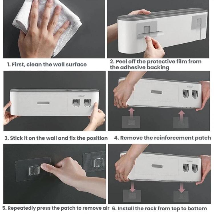Mengni - Porta spazzolino da bagno con doppio dispenser di dentifricio e bicchiere per collutorio, 2 Cups, 3 Cups, 4 Cups, 5 Cups