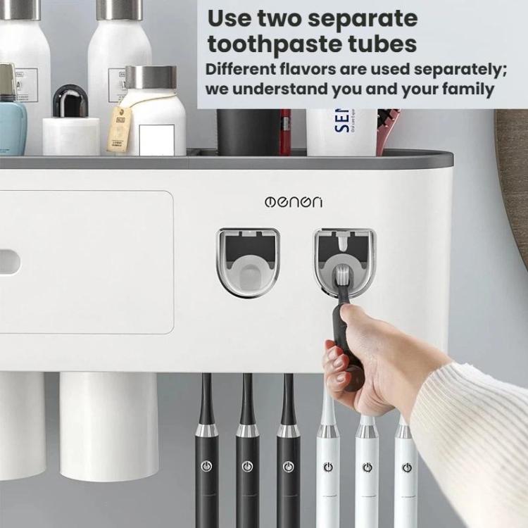 Mengni - Porta spazzolino da bagno con doppio dispenser di dentifricio e bicchiere per collutorio, 2 Cups, 3 Cups, 4 Cups, 5 Cups
