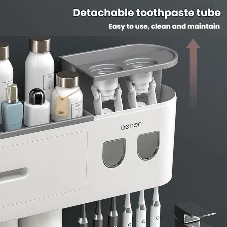 Mengni - Porta spazzolino da bagno con doppio dispenser di dentifricio e bicchiere per collutorio, 2 Cups, 3 Cups, 4 Cups, 5 Cups