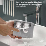 Mengni - Porta spazzolino da bagno con doppio dispenser di dentifricio e bicchiere per collutorio, 2 Cups, 3 Cups, 4 Cups, 5 Cups