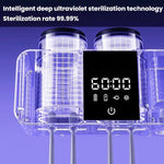 Porta spazzolino intelligente con sterilizzazione UV e funzione di asciugatura, set con bicchiere per collutorio da parete