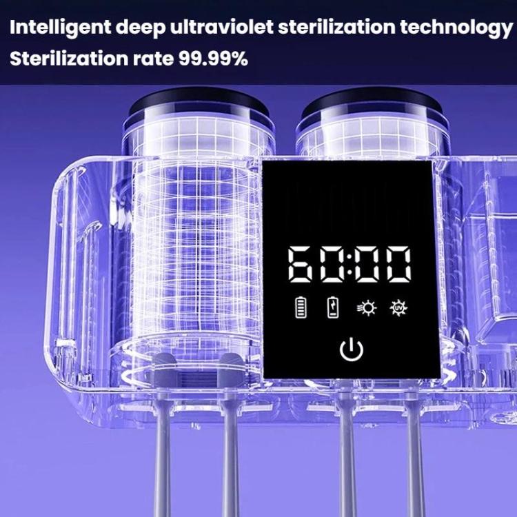 Porta spazzolino intelligente con sterilizzazione UV e funzione di asciugatura, set con bicchiere per collutorio da parete