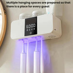 Porta spazzolino intelligente con sterilizzazione UV e funzione di asciugatura, set con bicchiere per collutorio da parete