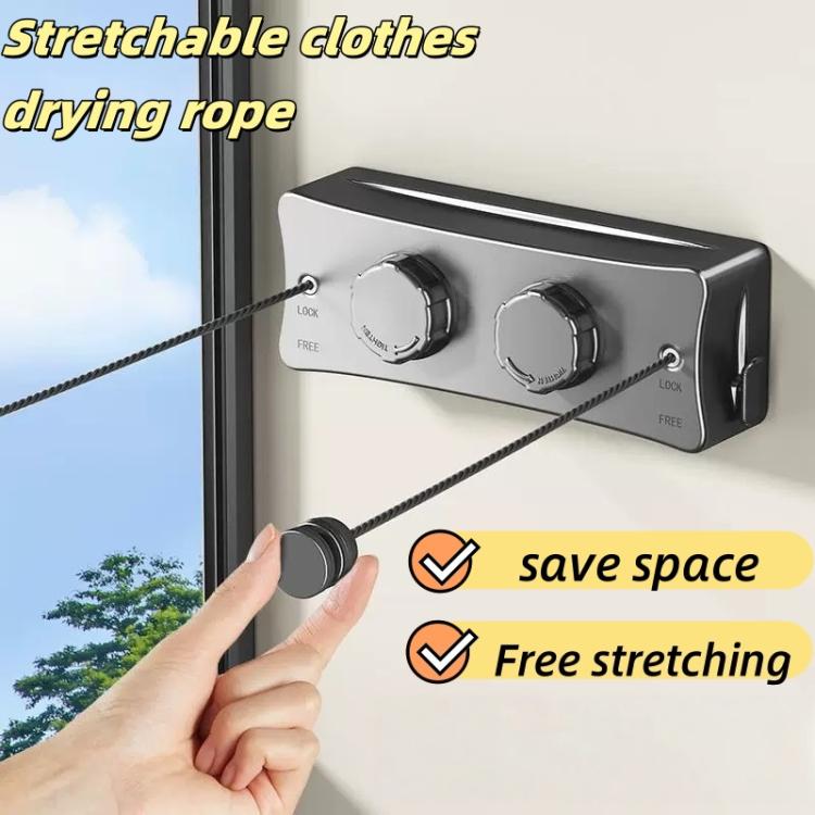 Stendibiancheria retrattile da interno/balcone con filo d'acciaio invisibile da 5,1 m, Single String White, Single String Black, Single String Gray, Double String White, Double String Black, Double String Gray