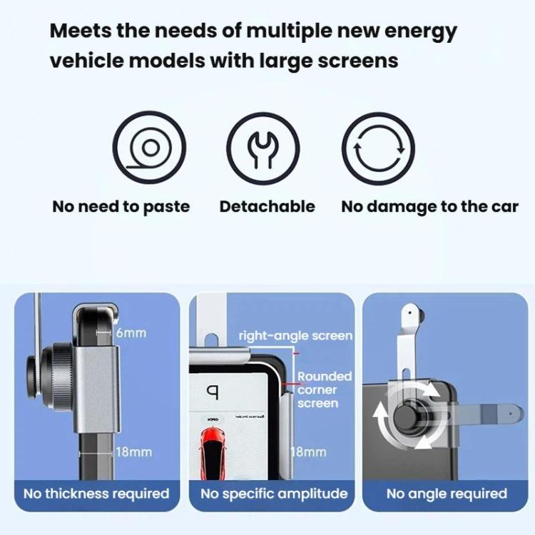 Supporto girevole per telefono da console centrale auto, compatibile con display Tesla / BYD / NIO e altri veicoli a energia alternativa., Single Base, Base+Magnetic Mount
