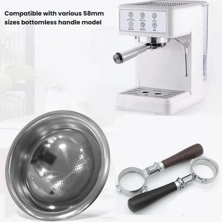 Cestello portafiltro di precisione con fondo sferico in acciaio inox da 58 mm per un'estrazione di caffè espresso ottimale.