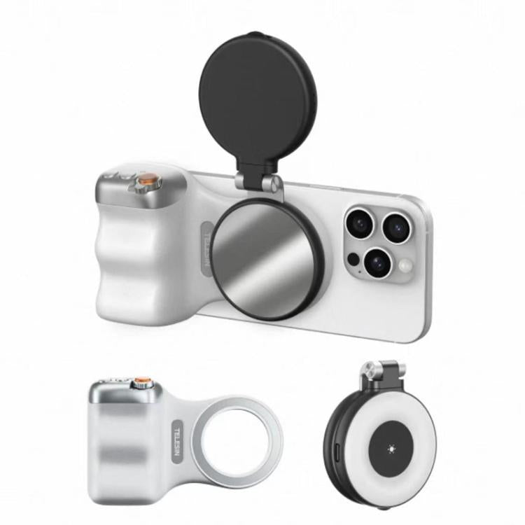 TELESIN Supporto magnetico per telefono, impugnatura per fotografia, telecomando assistente, White Camera Grip+Silver Fill Light, White Camera Grip+Tripod+Silver Fill Light, White Camera Grip+White Fill Light, White Camera Grip+Tripod+White Fill Light ...