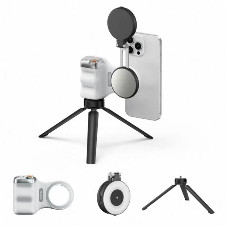 TELESIN Supporto magnetico per telefono, impugnatura per fotografia, telecomando assistente, White Camera Grip+Silver Fill Light, White Camera Grip+Tripod+Silver Fill Light, White Camera Grip+White Fill Light, White Camera Grip+Tripod+White Fill Light ...