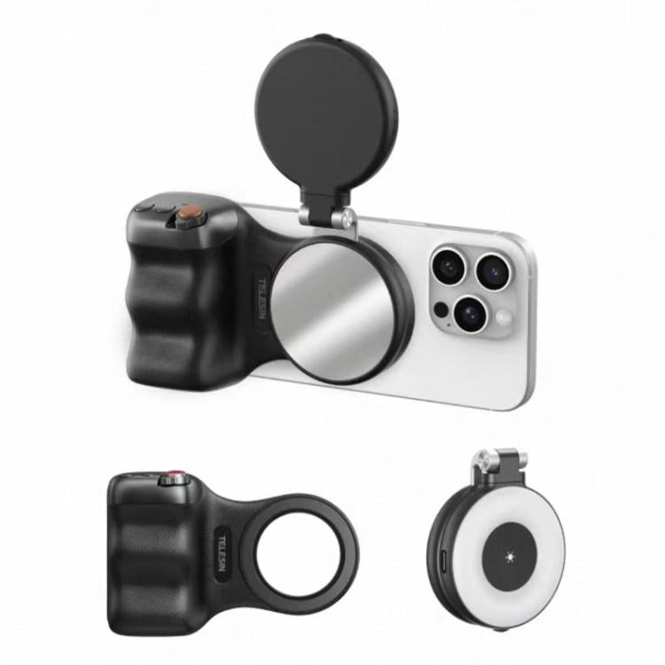 TELESIN Supporto magnetico per telefono, impugnatura per fotografia, telecomando assistente, White Camera Grip+Silver Fill Light, White Camera Grip+Tripod+Silver Fill Light, White Camera Grip+White Fill Light, White Camera Grip+Tripod+White Fill Light ...