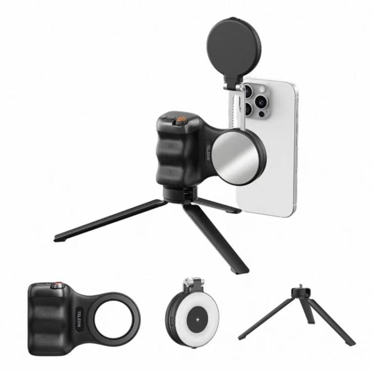 TELESIN Supporto magnetico per telefono, impugnatura per fotografia, telecomando assistente, White Camera Grip+Silver Fill Light, White Camera Grip+Tripod+Silver Fill Light, White Camera Grip+White Fill Light, White Camera Grip+Tripod+White Fill Light ...