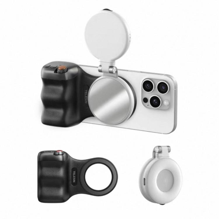 TELESIN Supporto magnetico per telefono, impugnatura per fotografia, telecomando assistente, White Camera Grip+Silver Fill Light, White Camera Grip+Tripod+Silver Fill Light, White Camera Grip+White Fill Light, White Camera Grip+Tripod+White Fill Light ...