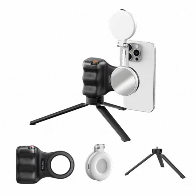 TELESIN Supporto magnetico per telefono, impugnatura per fotografia, telecomando assistente, White Camera Grip+Silver Fill Light, White Camera Grip+Tripod+Silver Fill Light, White Camera Grip+White Fill Light, White Camera Grip+Tripod+White Fill Light ...