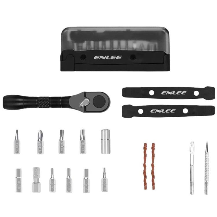 ENLEE EN59 Set di 19 chiavi a cricchetto per bicicletta, kit di attrezzi multifunzione portatile per la riparazione di biciclette., EN59 19pcs
