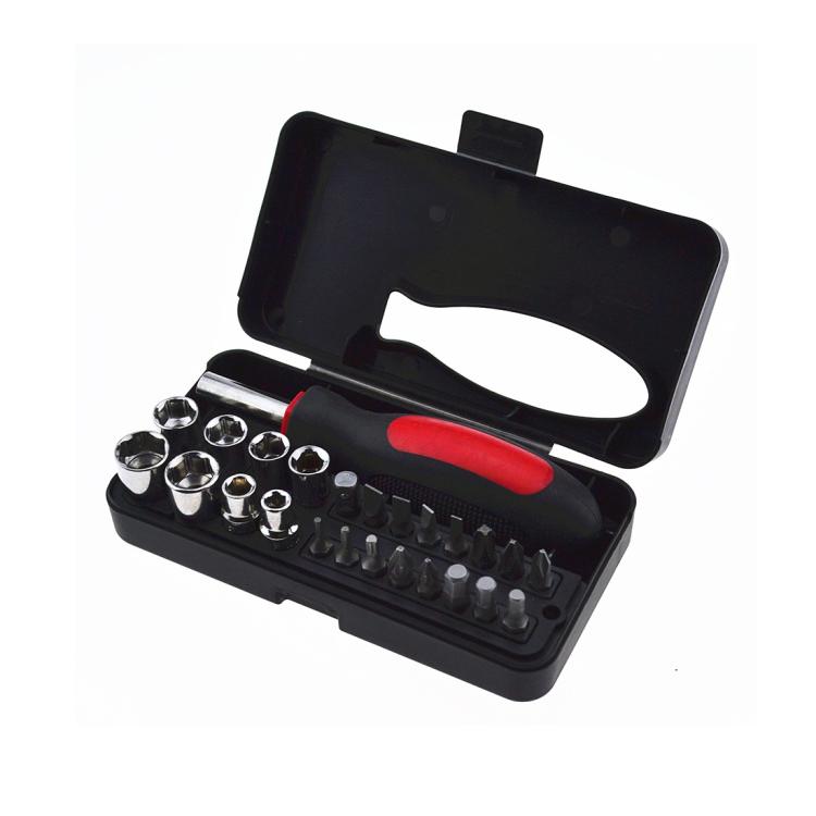 Set di 25 pezzi di cacciavite manuale con punte e bussole.