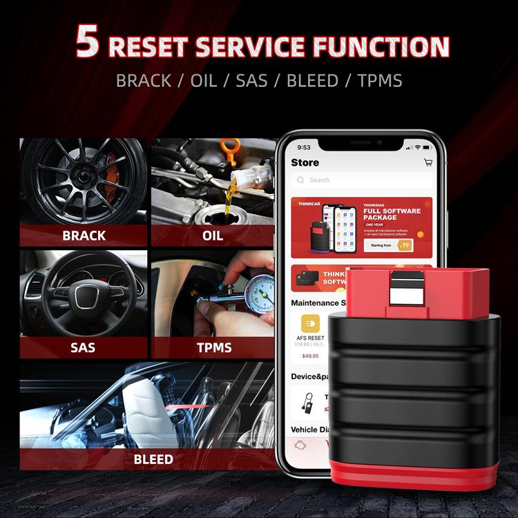 Strumento di diagnostica completo del sistema OBD2 Manutenzione olio Ripristino freno di stazionamento elettronico, THINKSAFE