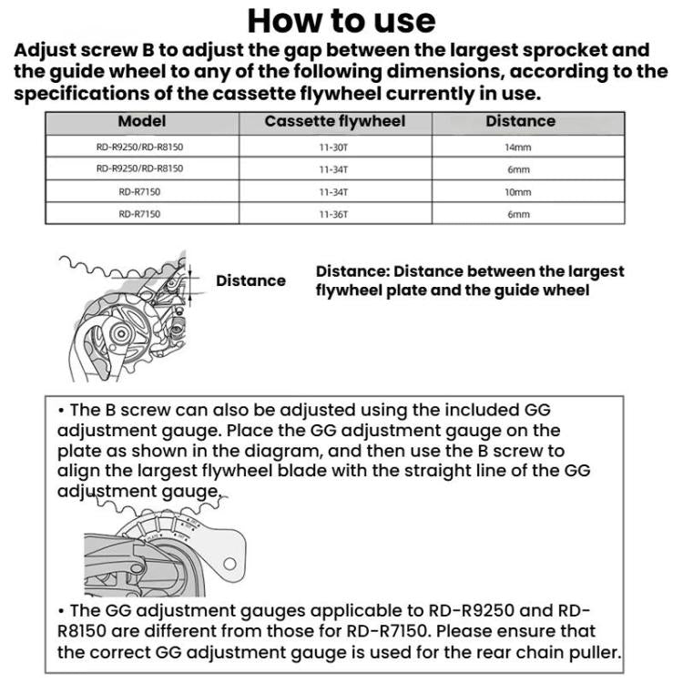 Piastra di regolazione del deragliatore posteriore per bicicletta ENLEE E-GJ001, calibro di regolazione GG, A, B
