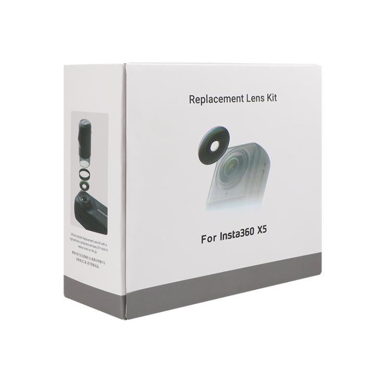 Kit di lenti di ricambio per Insta360 X5 con strumenti per una facile sostituzione e protezione delle lenti.