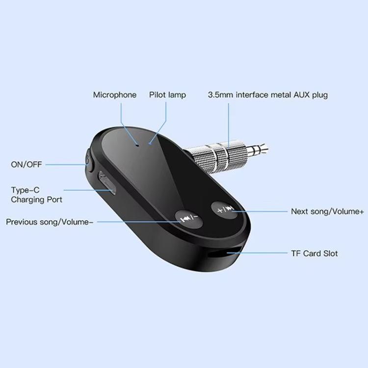 Ricevitore stereo Bluetooth 5.3, adattatore wireless vivavoce, adattatore audio AUX da 3,5 mm, BC03