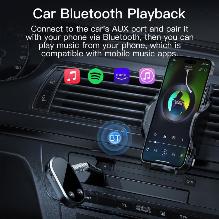 Ricevitore stereo Bluetooth 5.3, adattatore wireless vivavoce, adattatore audio AUX da 3,5 mm, BC03
