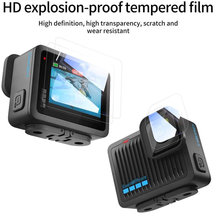 Pellicola protettiva in vetro temperato antigraffio per GoPro HERO 4K 2024., 2 Sets