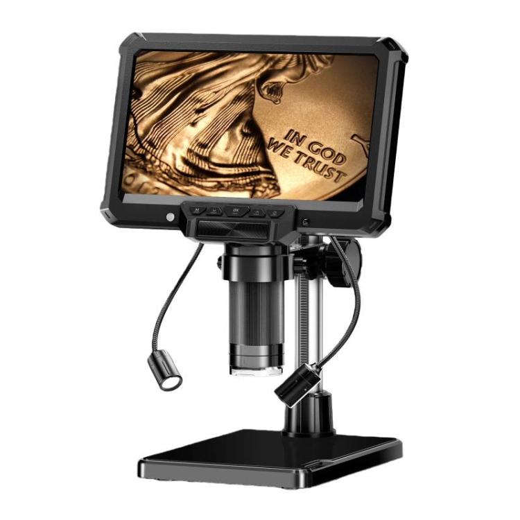 Microscopio industriale digitale MK7 con display HD ruotabile da 7 pollici, strumento di riparazione e ispezione., Without Light, With Light