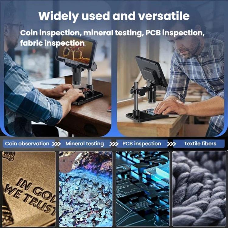 Microscopio industriale digitale MK7 con display HD ruotabile da 7 pollici, strumento di riparazione e ispezione., Without Light, With Light