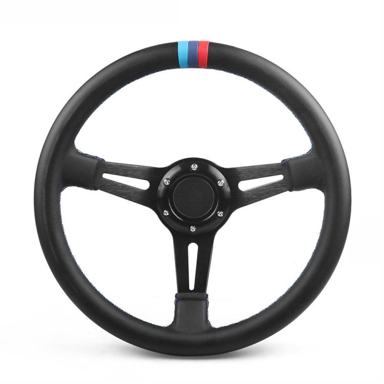 Volante auto 14 pollici microfibra tricolore 350 mm