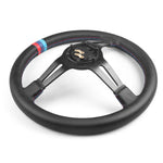 Volante per auto da 14 pollici (350 mm) in super pelle microfibra con patchwork tricolore, volante da gioco Drift