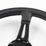 Volante per auto da 14 pollici (350 mm) in super pelle microfibra con patchwork tricolore, volante da gioco Drift