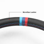 Volante per auto da 14 pollici (350 mm) in super pelle microfibra con patchwork tricolore, volante da gioco Drift