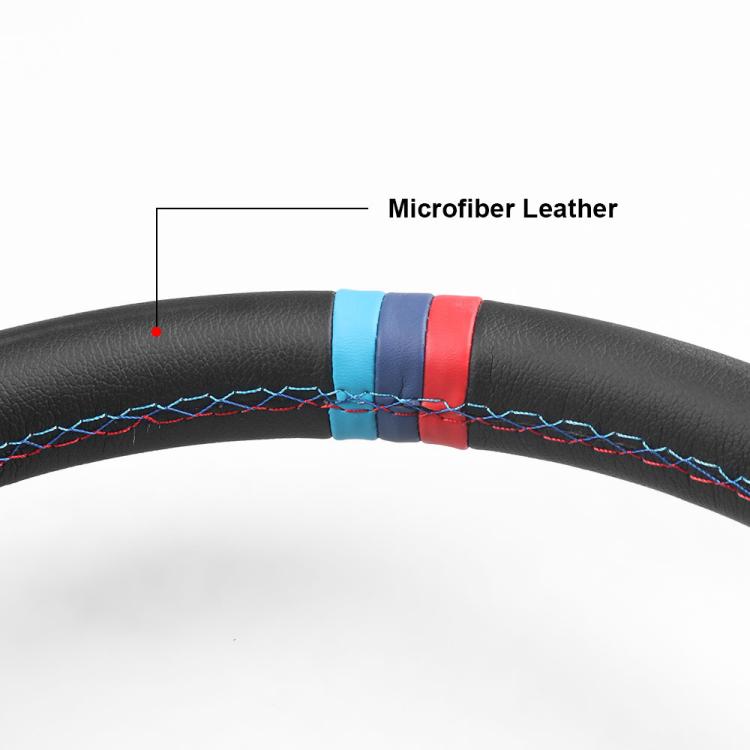Volante per auto da 14 pollici (350 mm) in super pelle microfibra con patchwork tricolore, volante da gioco Drift