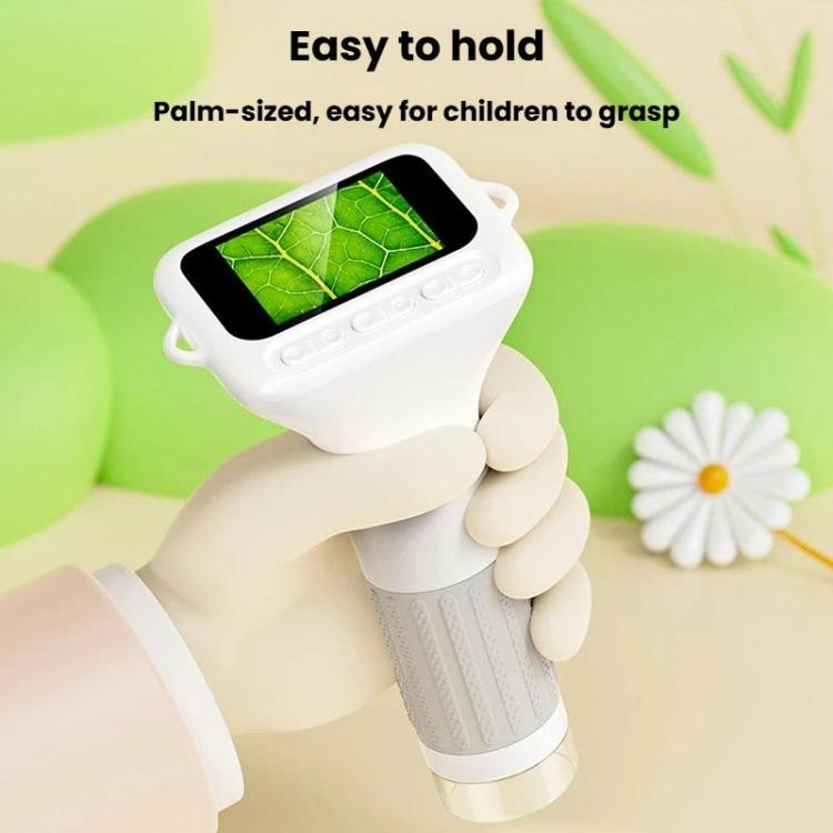 Microscopio H375 da 2 pollici con schermo IPS, messa a fuoco manuale, ricaricabile, per bambini, con luce integrata.