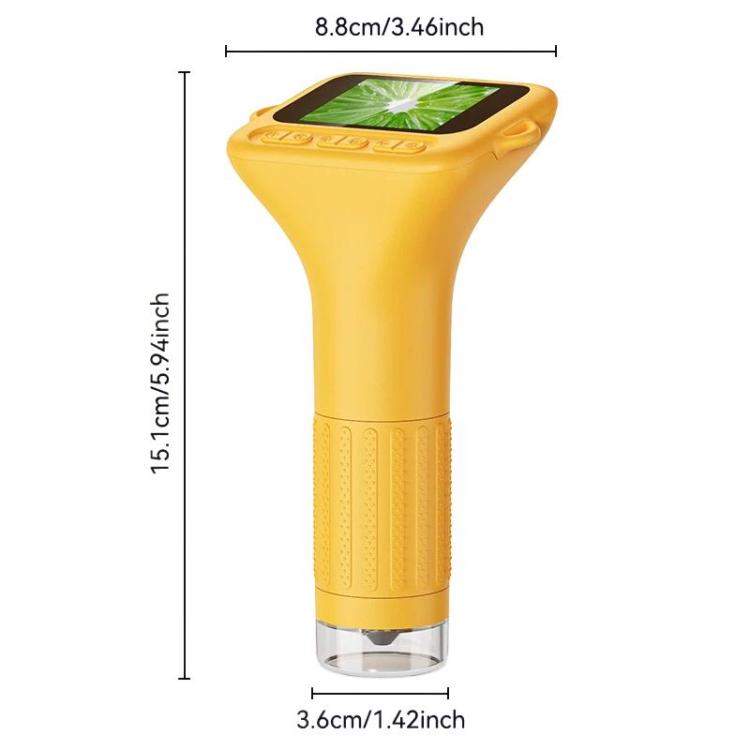Microscopio H375 da 2 pollici con schermo IPS, messa a fuoco manuale, ricaricabile, per bambini, con luce integrata.