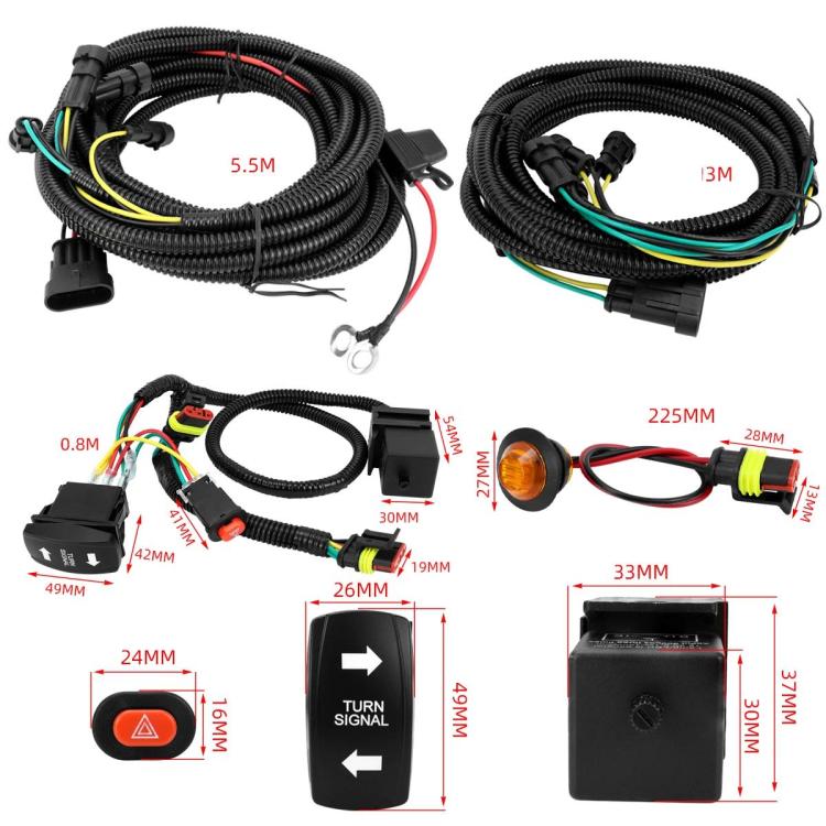 Kit di cablaggio per indicatori di direzione ATV, interruttore lampeggiatore di emergenza, accessori, CP-5532