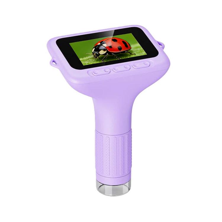 Microscopio digitale portatile H385 con schermo IPS da 3 pollici, messa a fuoco manuale e luce, ideale per bambini.