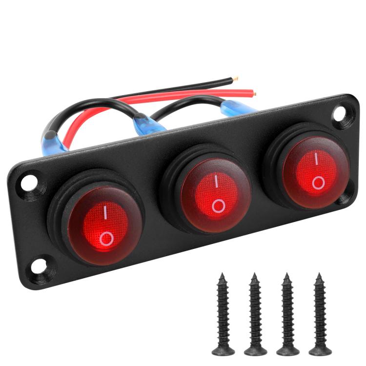 Interruttore a pannello marino rotondo impermeabile con luce LED, 1 Button Red, 2 Button Red, 3 Button Red, 4 Button Red, 5 Button Red, 6 Button Red, 1 Button Blue, 2 Button Blue, 3 Button Blue, 4 Button Blue, 5 Button Blue, 6 Button Blue, 1 Button Gre...