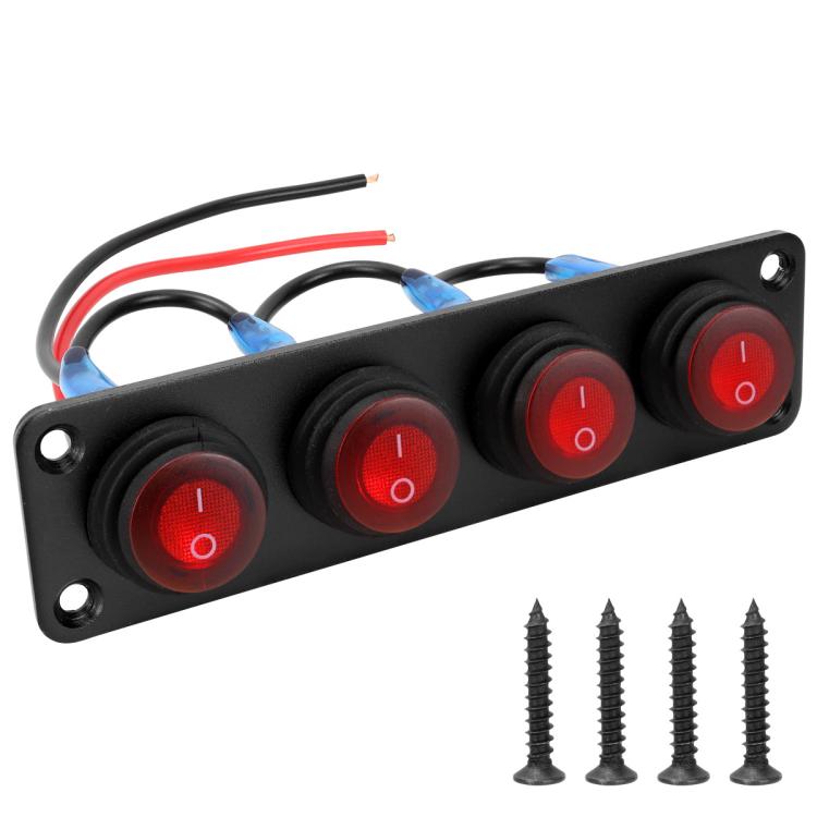 Interruttore a pannello marino rotondo impermeabile con luce LED, 1 Button Red, 2 Button Red, 3 Button Red, 4 Button Red, 5 Button Red, 6 Button Red, 1 Button Blue, 2 Button Blue, 3 Button Blue, 4 Button Blue, 5 Button Blue, 6 Button Blue, 1 Button Gre...