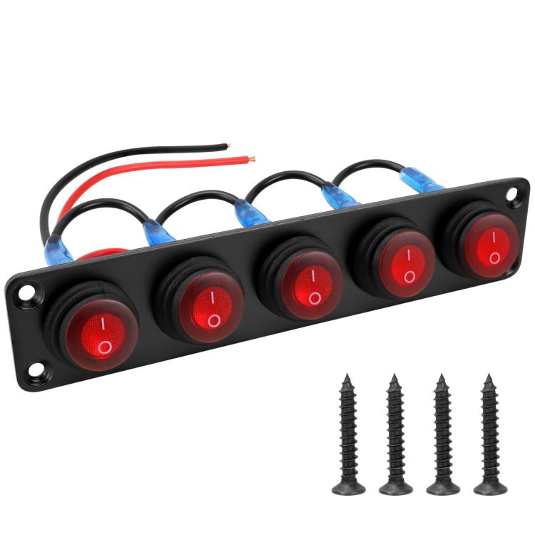 Interruttore a pannello marino rotondo impermeabile con luce LED, 1 Button Red, 2 Button Red, 3 Button Red, 4 Button Red, 5 Button Red, 6 Button Red, 1 Button Blue, 2 Button Blue, 3 Button Blue, 4 Button Blue, 5 Button Blue, 6 Button Blue, 1 Button Gre...