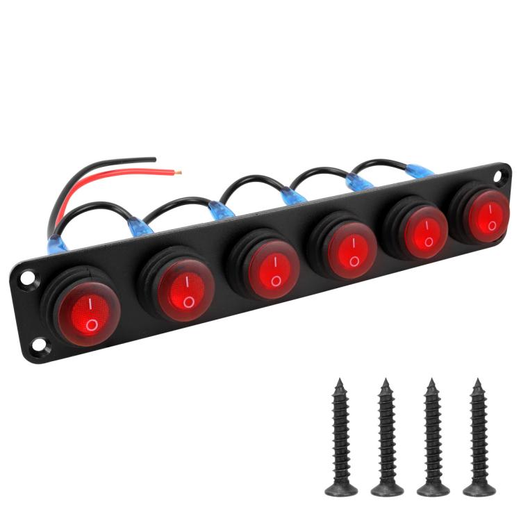Interruttore a pannello marino rotondo impermeabile con luce LED, 1 Button Red, 2 Button Red, 3 Button Red, 4 Button Red, 5 Button Red, 6 Button Red, 1 Button Blue, 2 Button Blue, 3 Button Blue, 4 Button Blue, 5 Button Blue, 6 Button Blue, 1 Button Gre...
