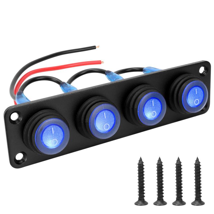 Interruttore a pannello marino rotondo impermeabile con luce LED, 1 Button Red, 2 Button Red, 3 Button Red, 4 Button Red, 5 Button Red, 6 Button Red, 1 Button Blue, 2 Button Blue, 3 Button Blue, 4 Button Blue, 5 Button Blue, 6 Button Blue, 1 Button Gre...