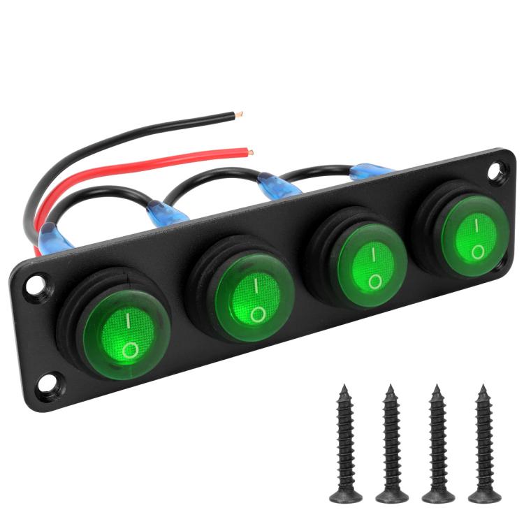 Interruttore a pannello marino rotondo impermeabile con luce LED, 1 Button Red, 2 Button Red, 3 Button Red, 4 Button Red, 5 Button Red, 6 Button Red, 1 Button Blue, 2 Button Blue, 3 Button Blue, 4 Button Blue, 5 Button Blue, 6 Button Blue, 1 Button Gre...