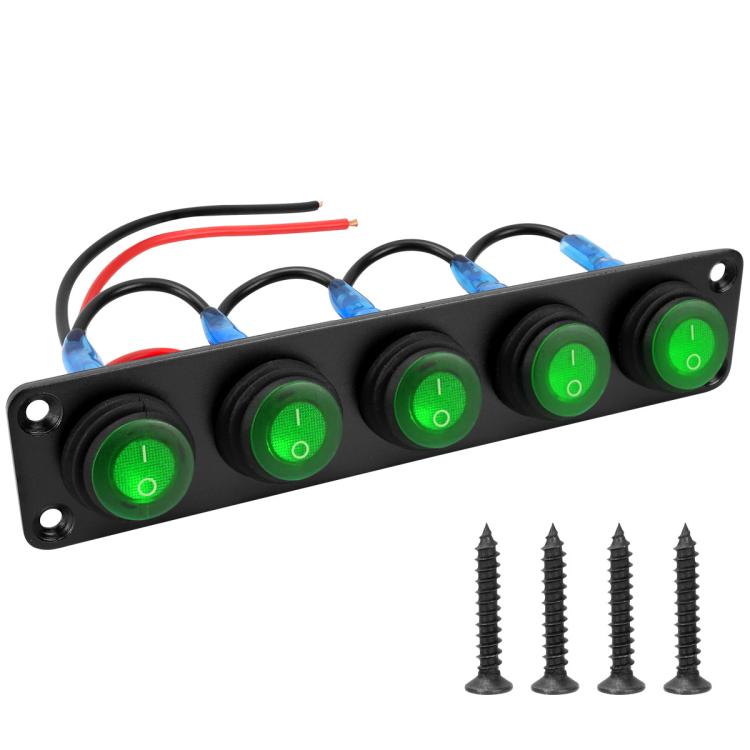 Interruttore a pannello marino rotondo impermeabile con luce LED, 1 Button Red, 2 Button Red, 3 Button Red, 4 Button Red, 5 Button Red, 6 Button Red, 1 Button Blue, 2 Button Blue, 3 Button Blue, 4 Button Blue, 5 Button Blue, 6 Button Blue, 1 Button Gre...