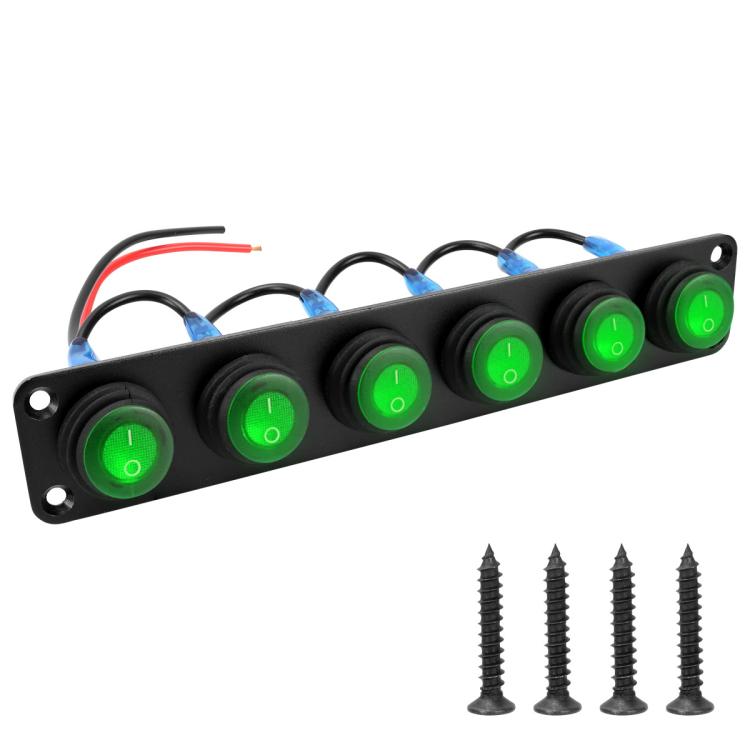 Interruttore a pannello marino rotondo impermeabile con luce LED, 1 Button Red, 2 Button Red, 3 Button Red, 4 Button Red, 5 Button Red, 6 Button Red, 1 Button Blue, 2 Button Blue, 3 Button Blue, 4 Button Blue, 5 Button Blue, 6 Button Blue, 1 Button Gre...
