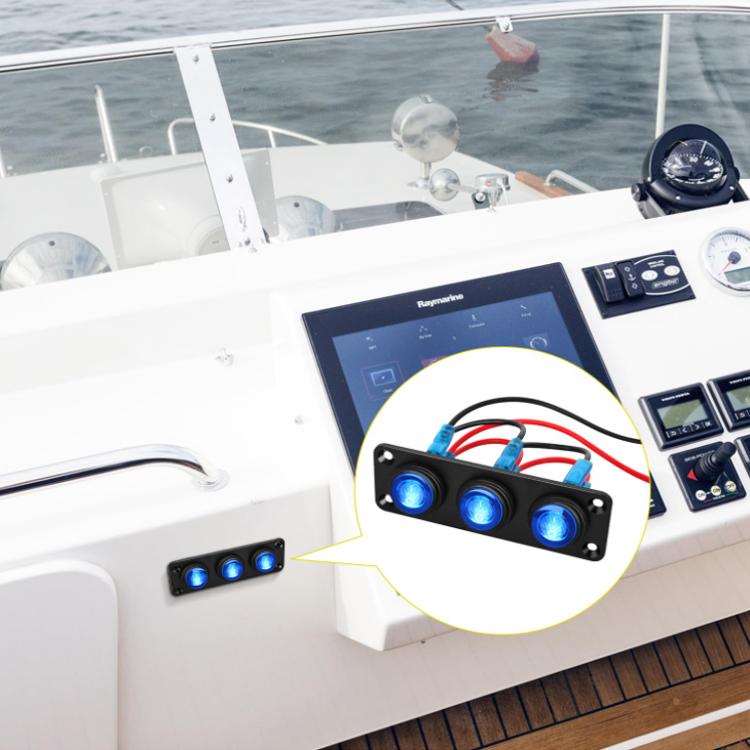 Interruttore a pannello marino rotondo impermeabile con luce LED, 1 Button Red, 2 Button Red, 3 Button Red, 4 Button Red, 5 Button Red, 6 Button Red, 1 Button Blue, 2 Button Blue, 3 Button Blue, 4 Button Blue, 5 Button Blue, 6 Button Blue, 1 Button Gre...