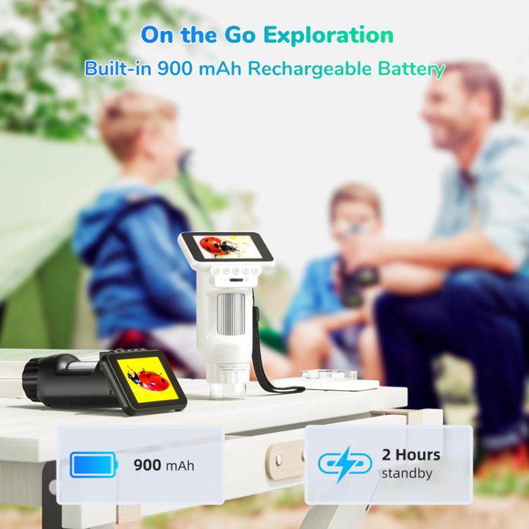 H013 Microscopio elettronico digitale portatile HD da 2,8 pollici, ricaricabile, per bambini, con luce