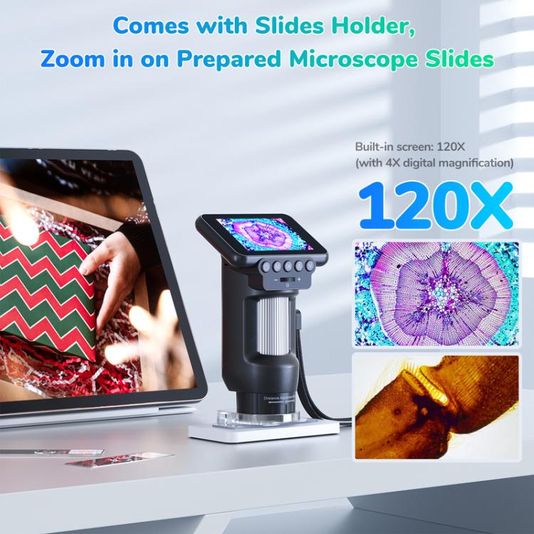 H013 Microscopio elettronico digitale portatile HD da 2,8 pollici, ricaricabile, per bambini, con luce