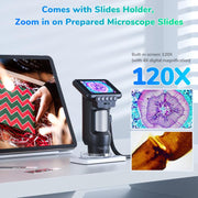H013 Microscopio elettronico digitale portatile HD da 2,8 pollici, ricaricabile, per bambini, con luce