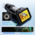H013 Microscopio elettronico digitale portatile HD da 2,8 pollici, ricaricabile, per bambini, con luce
