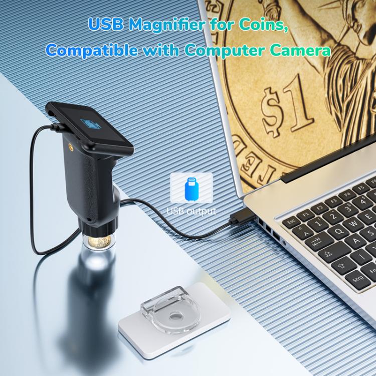 H013 Microscopio elettronico digitale portatile HD da 2,8 pollici, ricaricabile, per bambini, con luce